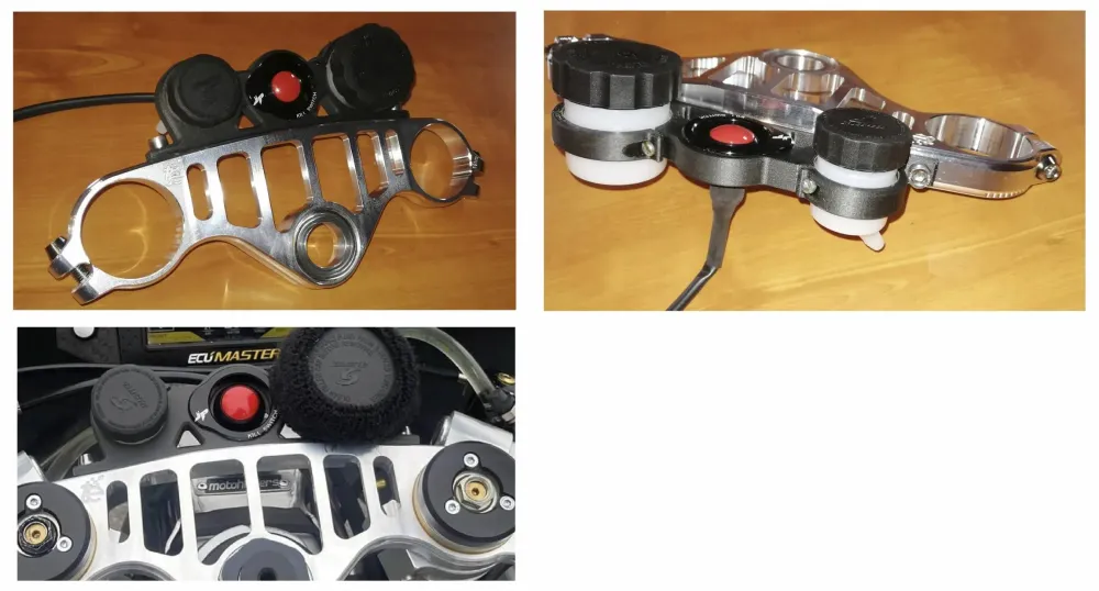 intégration support bocal su Té de fourche Motowebp